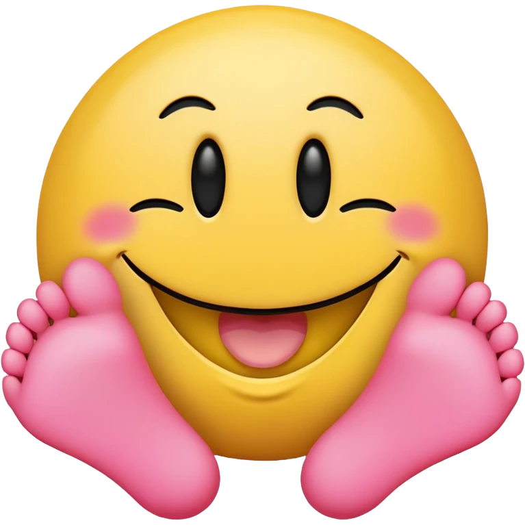 Smiley face blushing, with feet behind it emoji