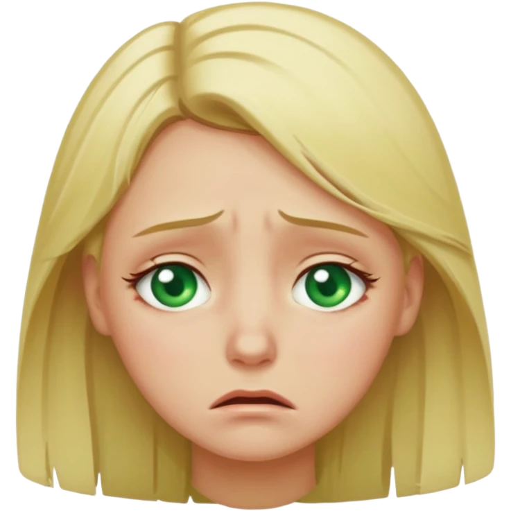 Very sad. Crying. Green eyes. Blonde hair  emoji