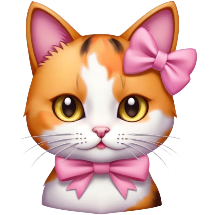 Calico Cat with pink bow emoji
