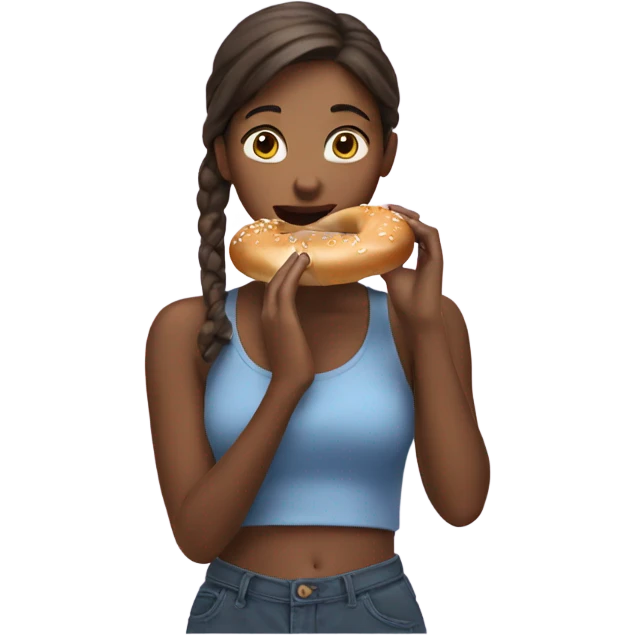 Girl eating a bagel emoji