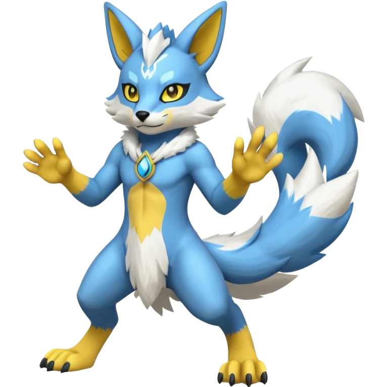 Riolu-Renamon-Zeraora-fusion, full body emoji