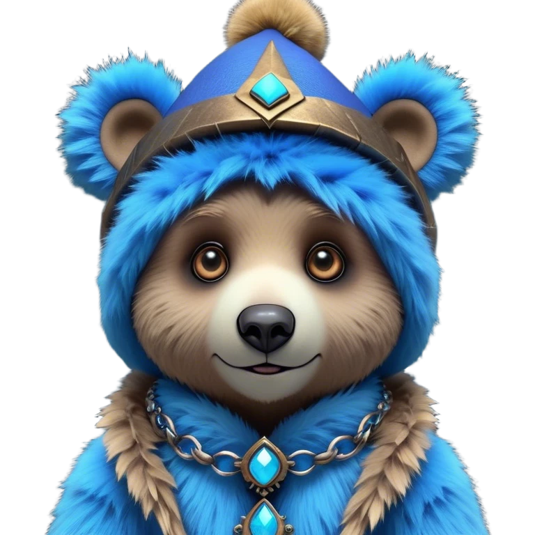 3D, adorable little Pixar style blue neon punk bear wearing a jester hat, ultra detailed, each lash, eye, and strand of fur is shown in stunning detail as though captured in a timeless photograph, rich textures, visually rich, so lifelike it feels like it could leap off the page at any moment emoji