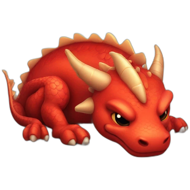 cute red dragon sleeping curled up emoji