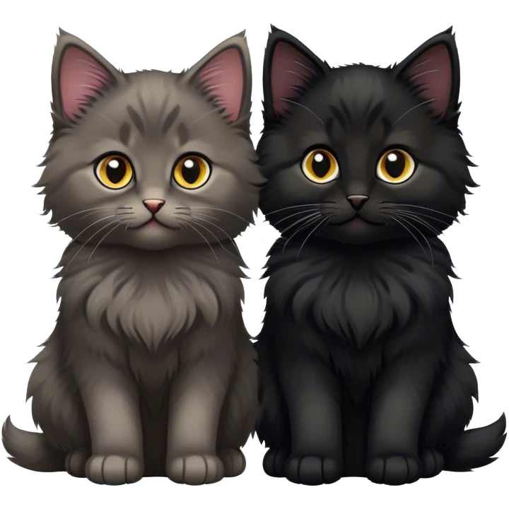 Two cute fluffy black Siberian kittens emoji