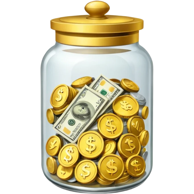 tip jar emoji style, simple with cash and coins emoji