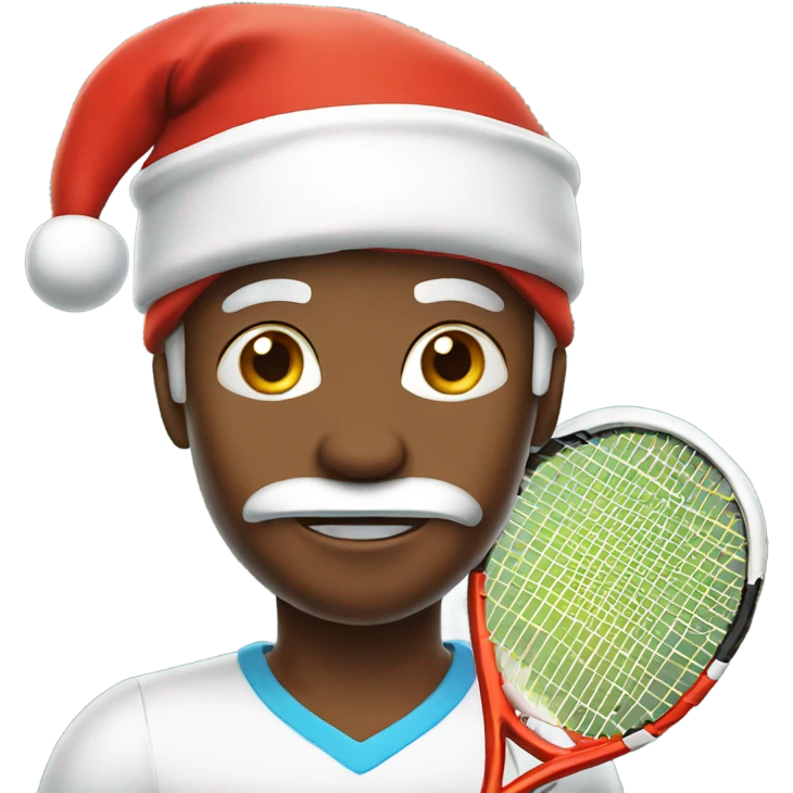 Tennis player wearing Santa hat white emoji