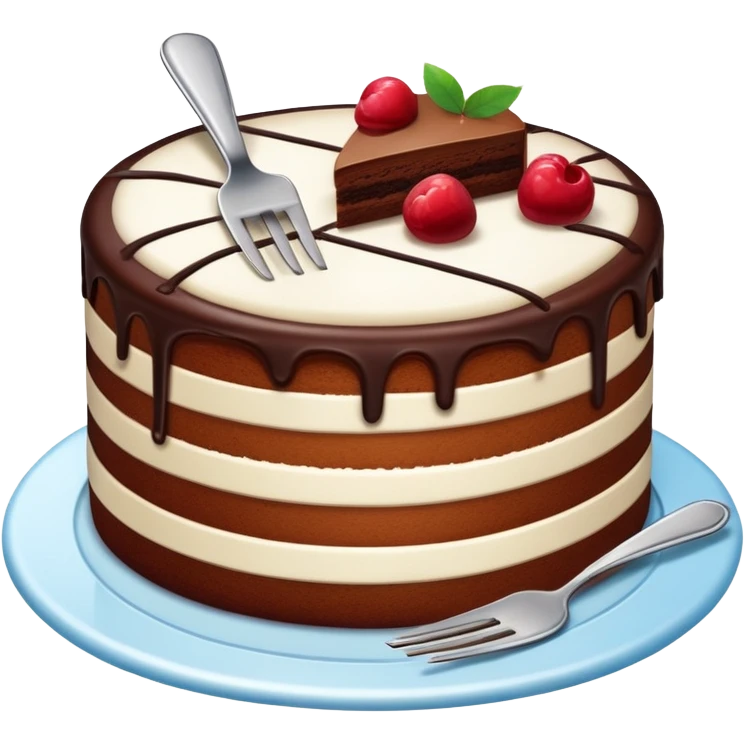 cake with fork marks and a piece missing, showing someone has eaten from it emoji