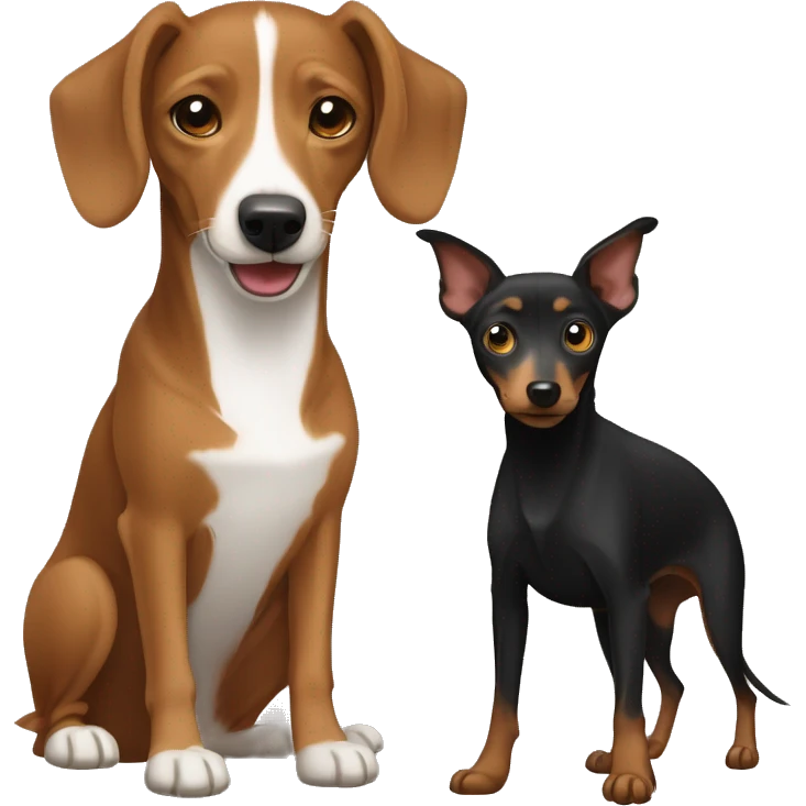 Black yorshire dog and  brown podenco dog emoji