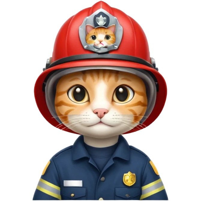 Fireman Cat, navy cloth emoji