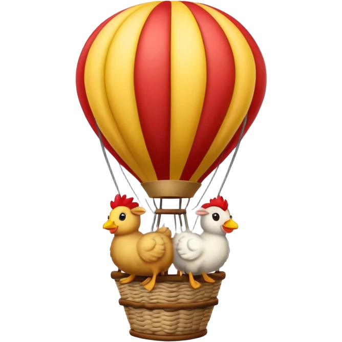 Sheep rooster, duck in hot air balloon  emoji