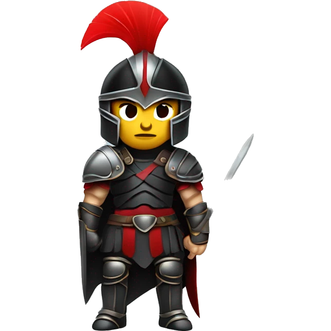 Fantasy spartan warrior male wearing detailed black armor with a red plumed helmet
 emoji