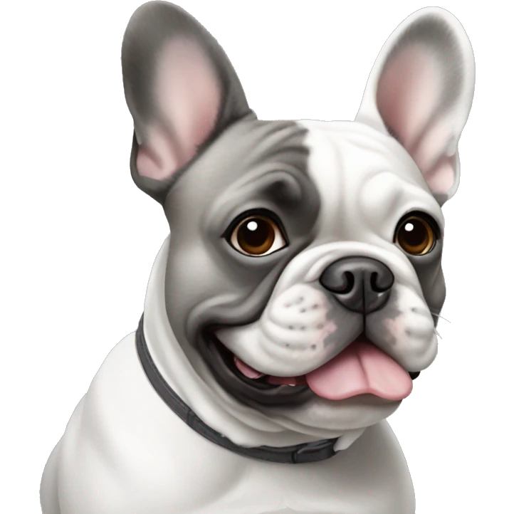 Grey and white French bulldog emoji