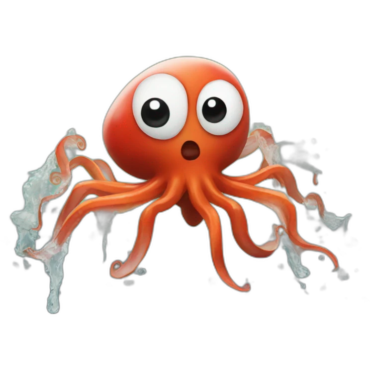 A squid smashing a ladybug emoji