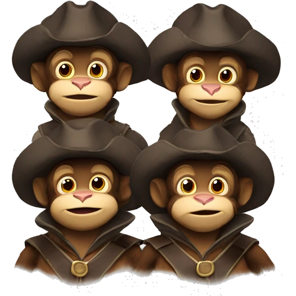 Three Musketeer monkey emoji