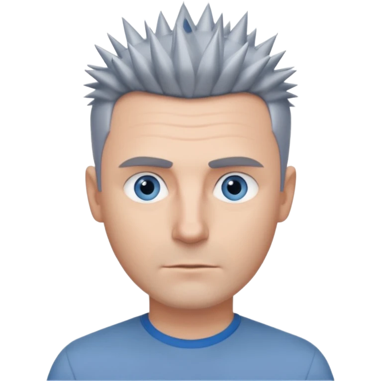 40 yr old white man short spike hair grey dress shirt blue eyes no smile emoji