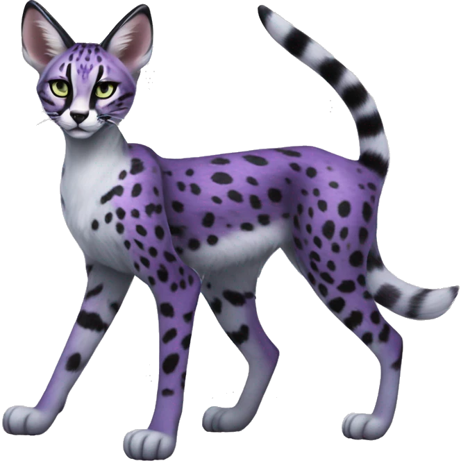 Epic Edgy Black Purple White ethereal Serval-Fionbri full body emoji