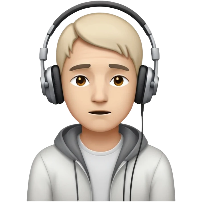 Tired and listening to music ￼ emoji
