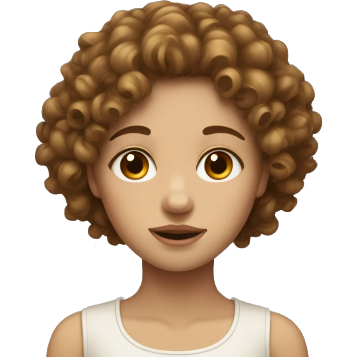 Brown curly haired girl with pale skin side eye emoji