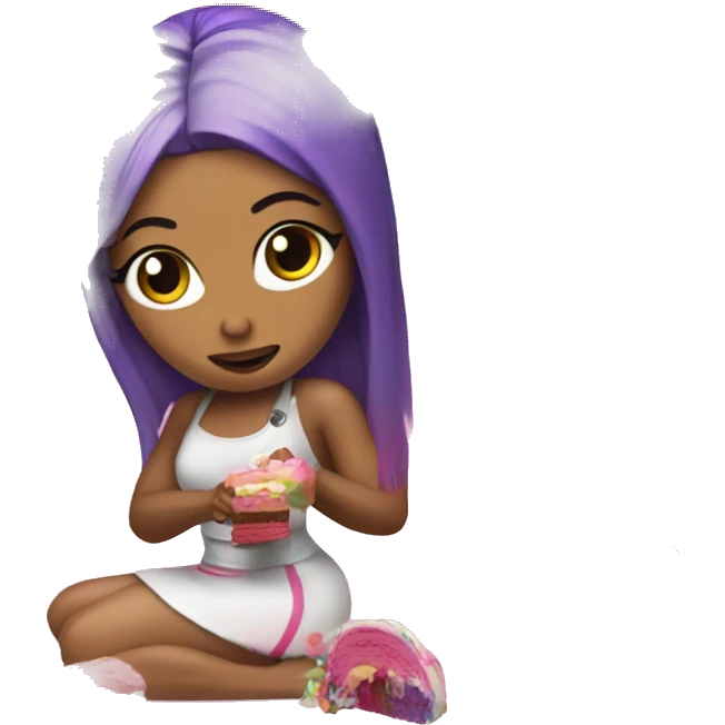 nicki minaj eating a rainbow cake emoji