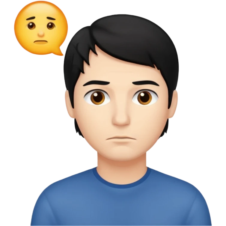 ligth black hair man thinking emoji
