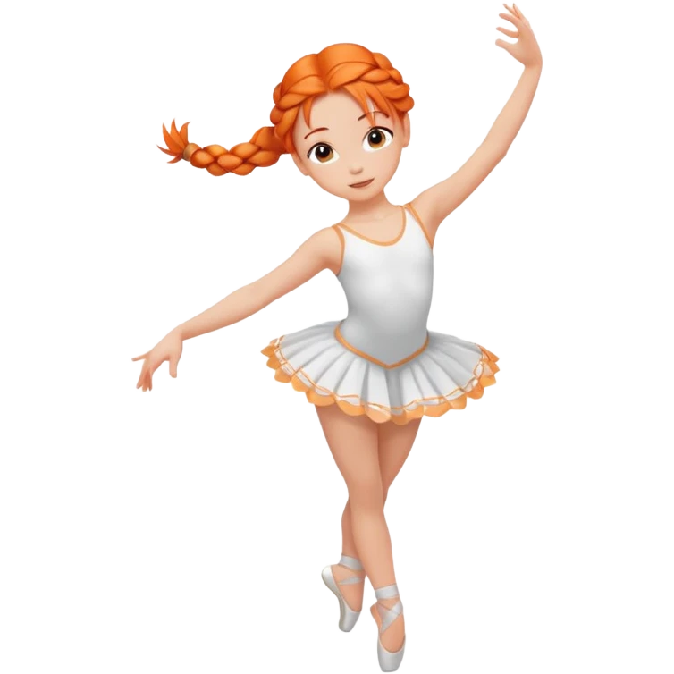 A young dancer with braided orange hair, practicing a gentle arabesque. emoji