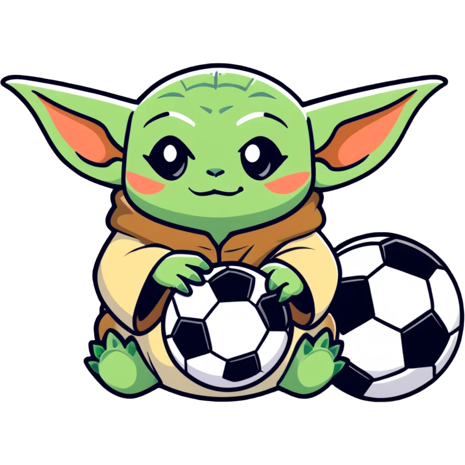 baby yoda holding soccer ball with roses emoji