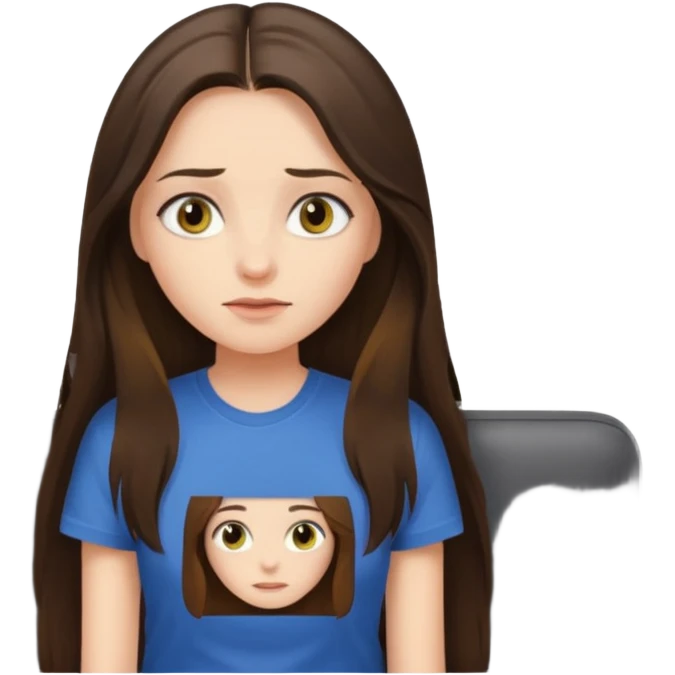 long haired brunette girl hazel eyes watching tv emoji