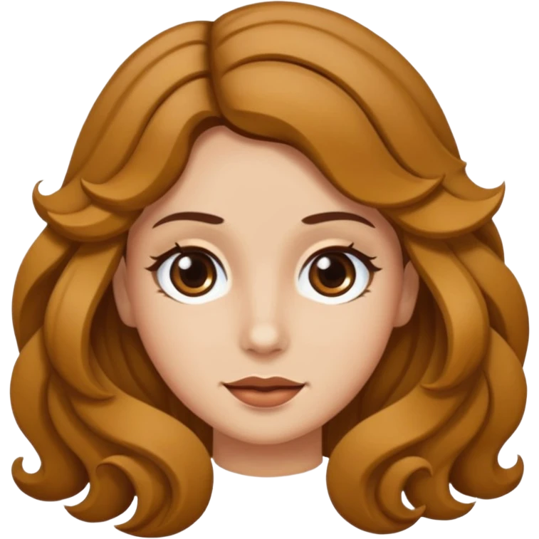Crea un emoji de una persona con piel blanca pero no tan pálida con pelo castaño claro y ondas con ojos marrones muy pocas pecas  emoji