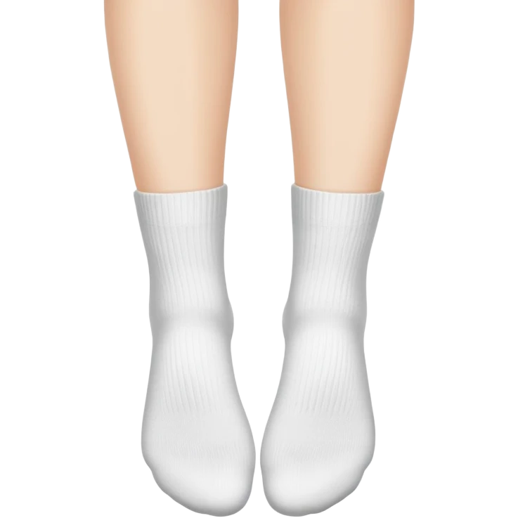woman's feet wearing white crew socks viewed from directly underneath showing soles emoji