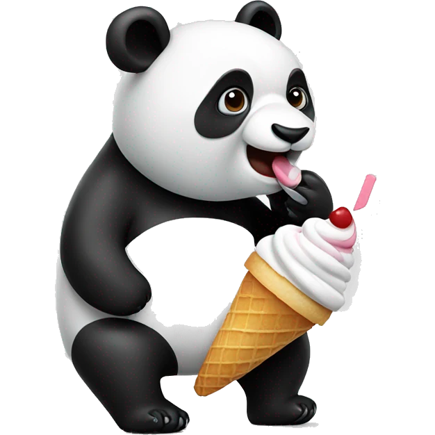 Panda eating icecream emoji