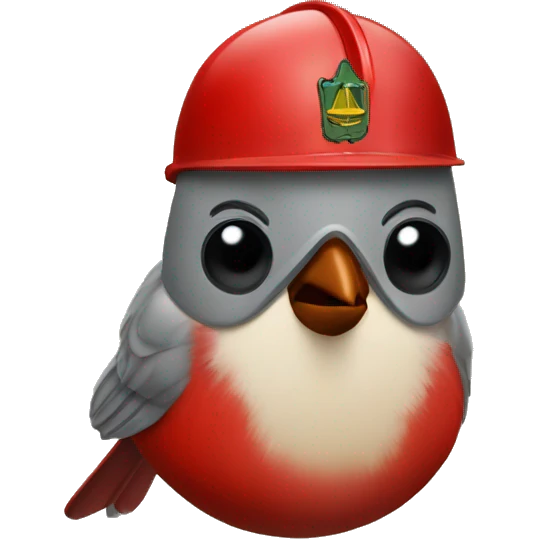 Cardinal bird wearing army helmet emoji