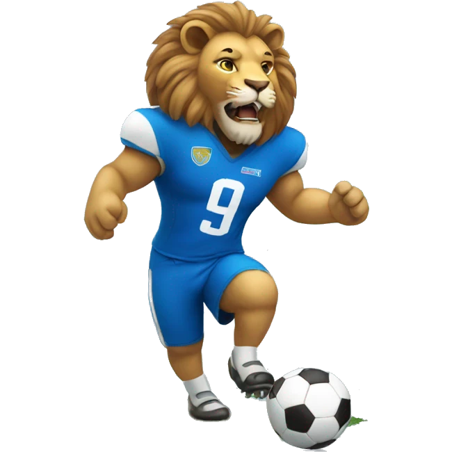 lion playing football with blue jersey emoji