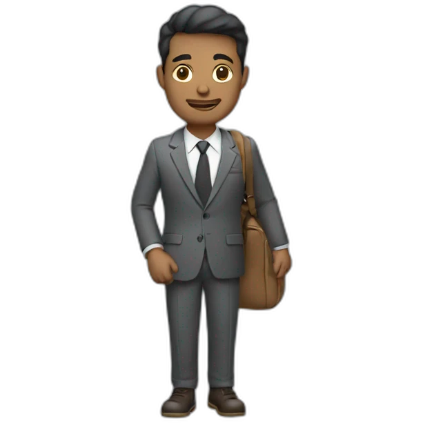 guy with a suit holding a backpack emoji