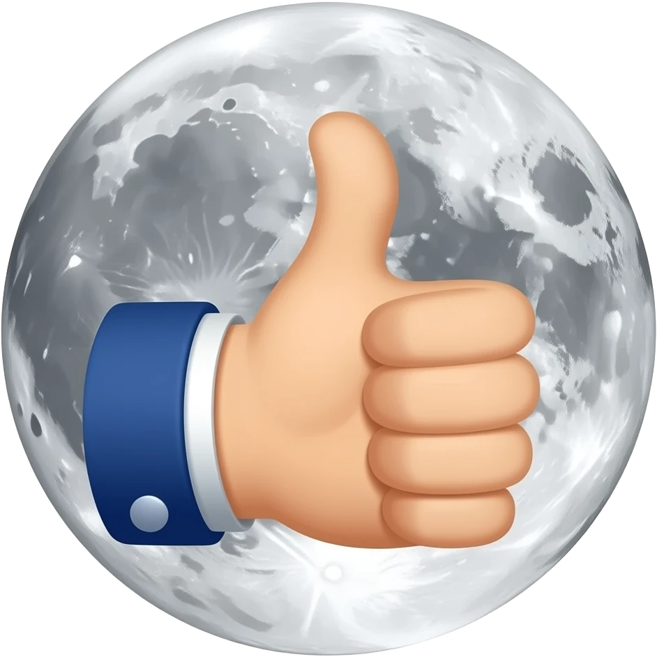 luna noche y pulgar hacia arriba pequeño emoji