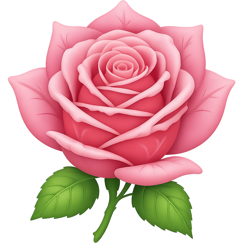 Make the ice rose pink in the style of emoji (apple style emojis). Remove the background. emoji