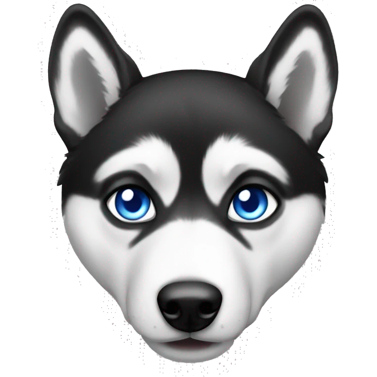 Blue eyes husky black and white  emoji