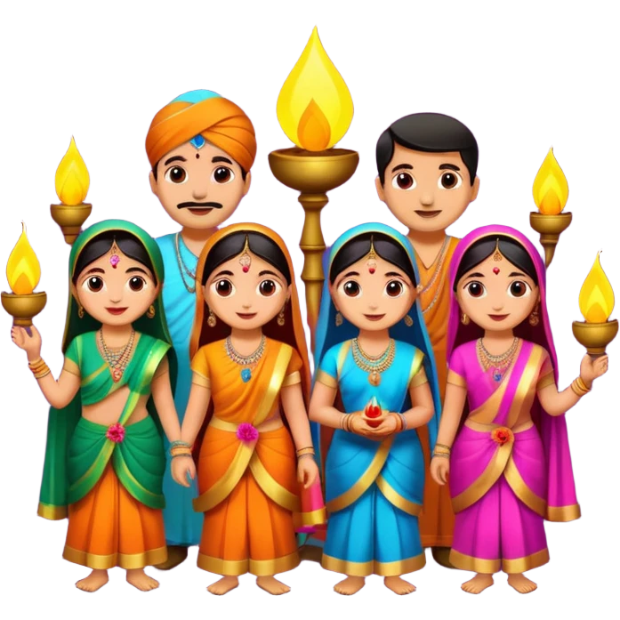 Diwali festival celebration, traditional Indian lamps, vibrant colors, festive mood emoji