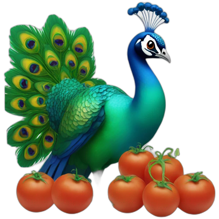 Peacock eating tomato emoji