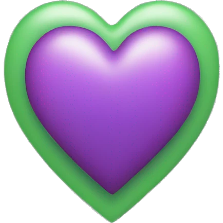 Green purple pink heart  emoji