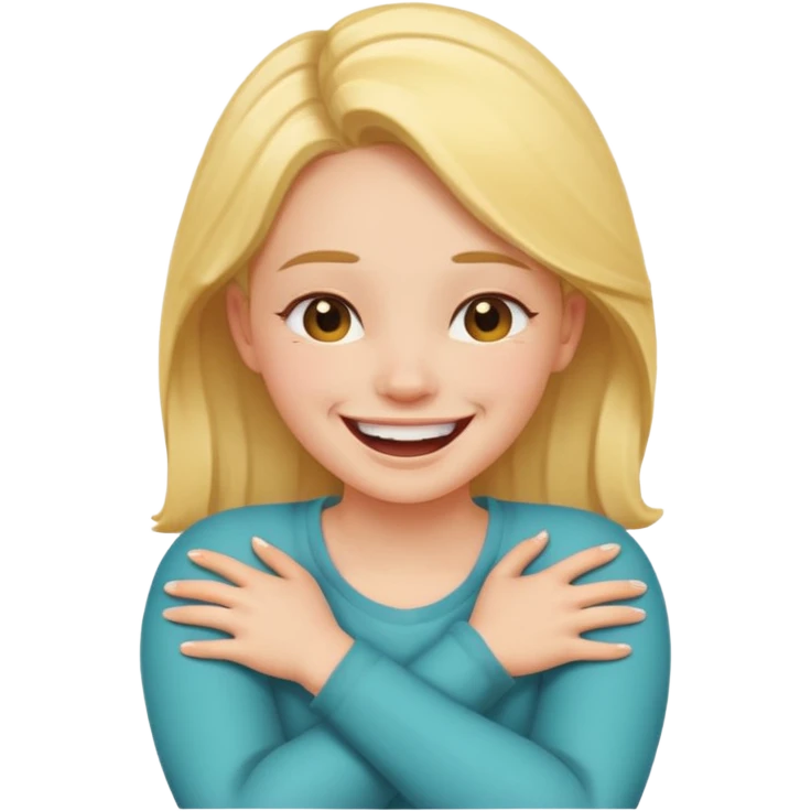 arms crossed holding neck laughing girl emoji