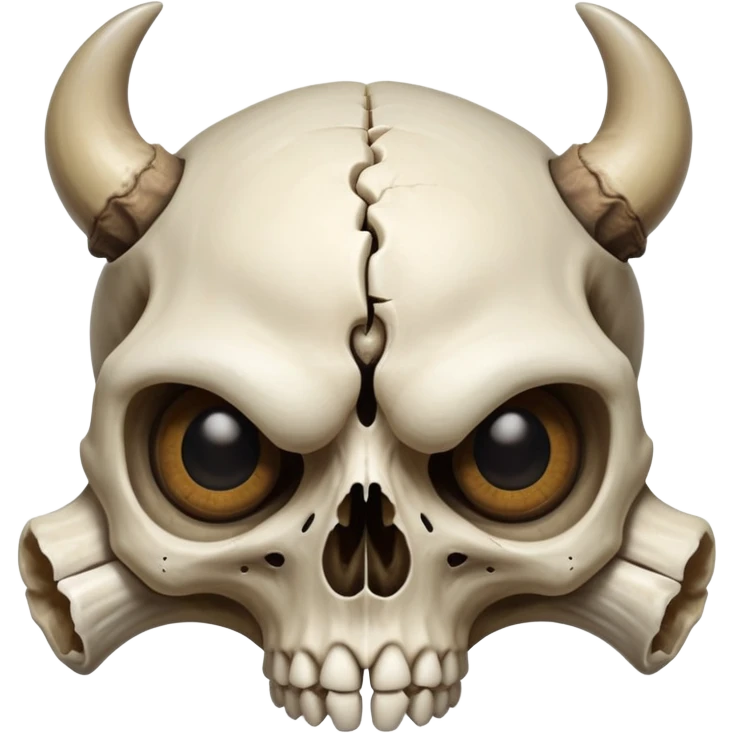 An animal creature-beast-hybrid, a partial skull caps its head, hollow eye sockets staring above its living gaze emoji