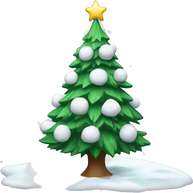 a decorated and snow-covered Christmas tree emoji