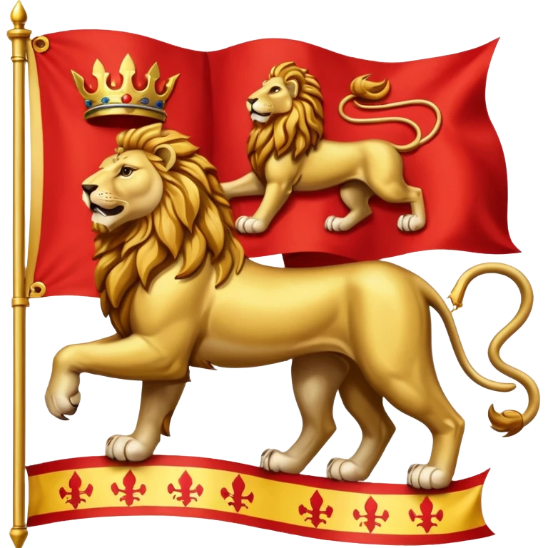 Majestic 4 leg Lion Medieval Banner heraldry flag emoji