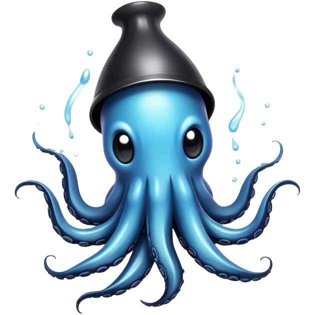 A cute squid squirting black ink emoji