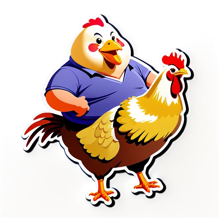 A fat man riding a chicken  emoji