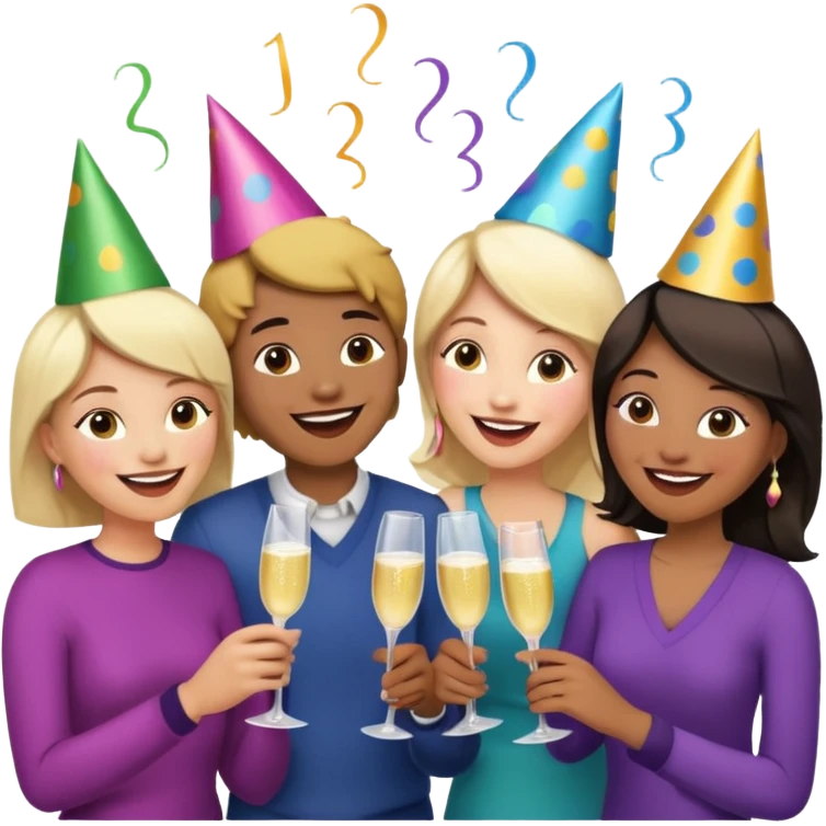 Some friends talking and looking each other emoji