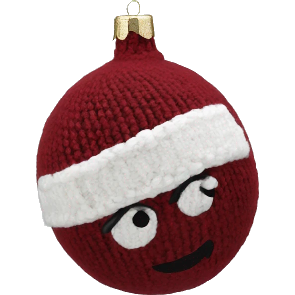 Wine red round knit Christmas ornament  emoji