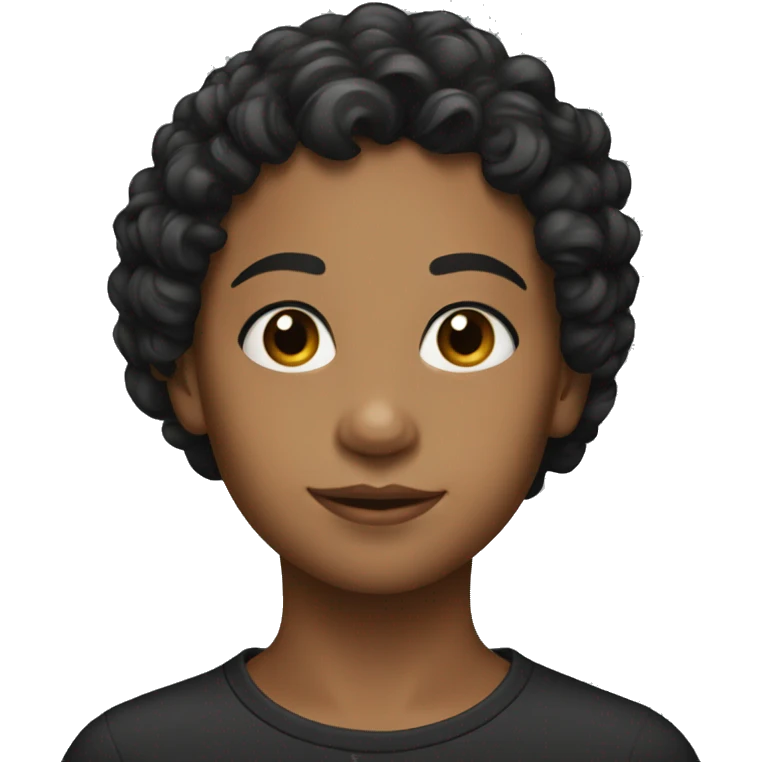 Young model with curly black hair emoji