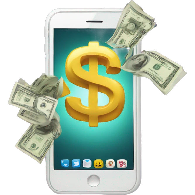 phone with money bursting out of it emoji