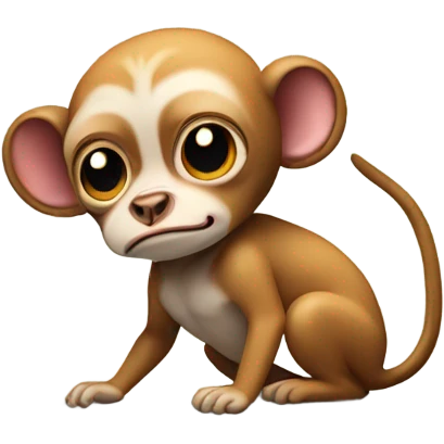 Small monkey putting a chihuahua in a headlock but upper half of their bodies and the monkey is angry emoji